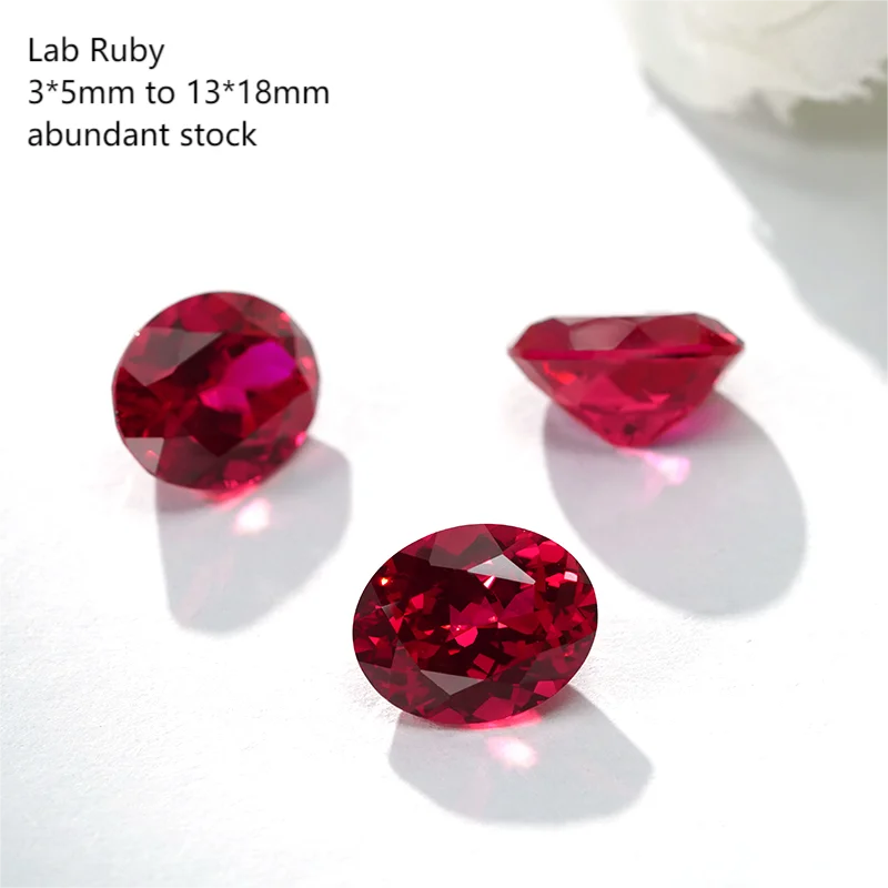Oval Pigeon Blood Lab Grown Ruby 5*7mm 6*8mm Wholesales Lab Grown Sapphire Lab Color Gemstone Jewelry 1ct 2ct 3ct 5*7mm 6*8mm