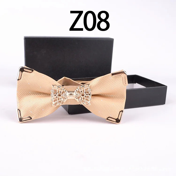 Colorful Design Customized Fancy Metal Decoration Glitter Bow Tie  Adjustable Gold Metal Bowtieparty Wedding  NO Box