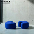WISEMAX FURNITURE Modern Living Room Furniture Sofas Ottoman Chair Pouf U Shaped Fabric Footstool End Chair Blue Fabric Ottoman
