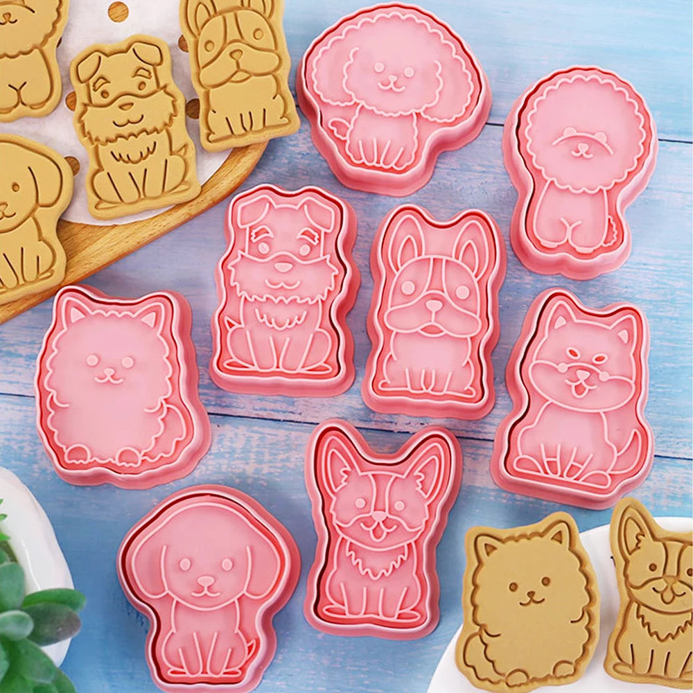 2023 Cute Puppy Biscuit Molds Teddy Dog Fondant Cookie Cutters 8PCS/Set Pastry Graduation Ramadan Diwali Thanksgiving
