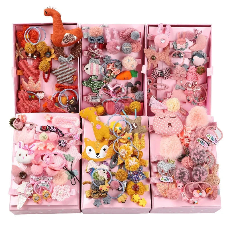 Yiwu Factory Wholesale Kids Hair Accessories 18 Pcs Baby Hair Clip Bows Gift Set Hair Accessories