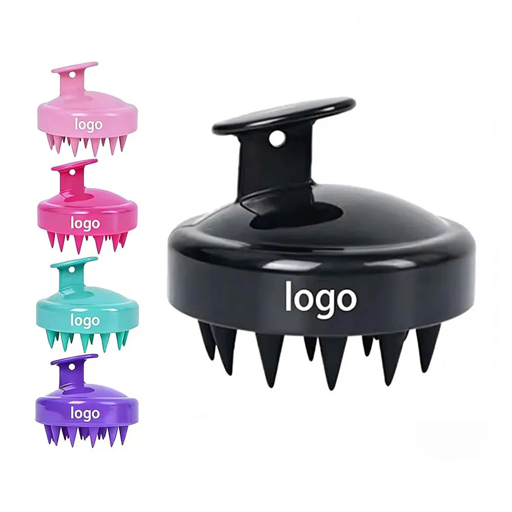 Custom Logo Scalp Massager Silicone Scalp Massager with Silicone Bristles Hair Shampoo Brush for Scalp Massage and Salon