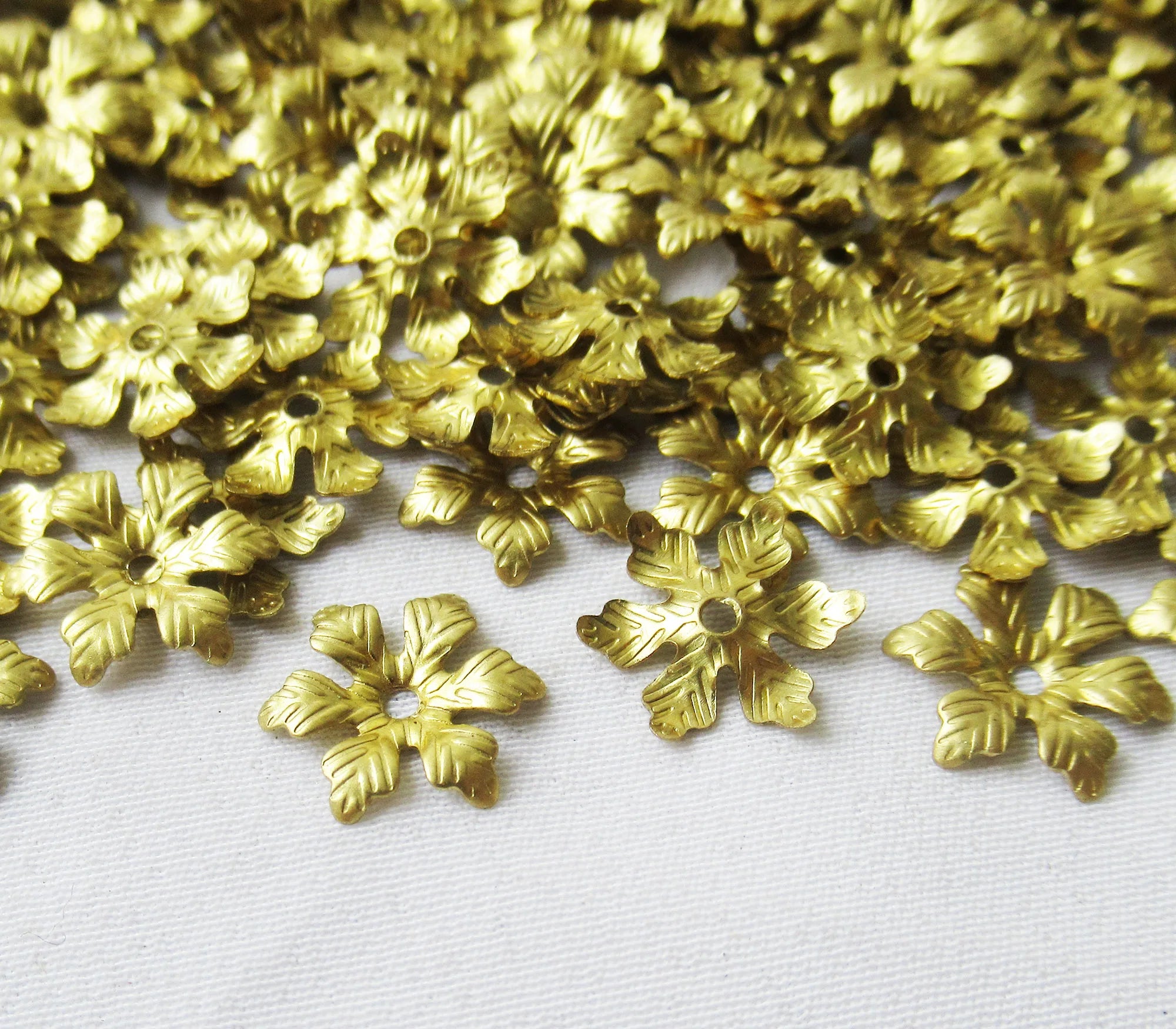 Tiny Brass Petal 11mm Filigree Findings Flower Components DIY Crafts