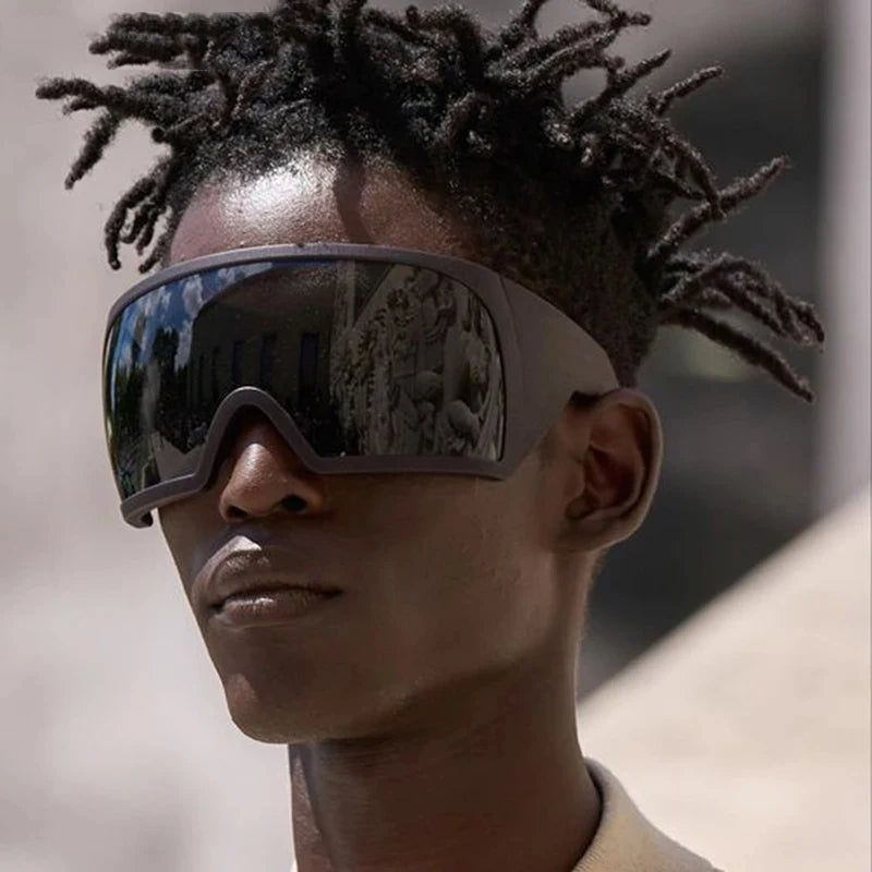 80488 Futuristic Oversized Punk One-piece Wrap Around Y2K Sunglasses Women Men Sun Glasses Female Surround 2000'S Shades Eyewear