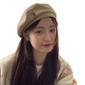 New All-Matching Student Cute Bear Winter Face Small Artist Hat Trend Femme Ladies Berets School Beret Hat