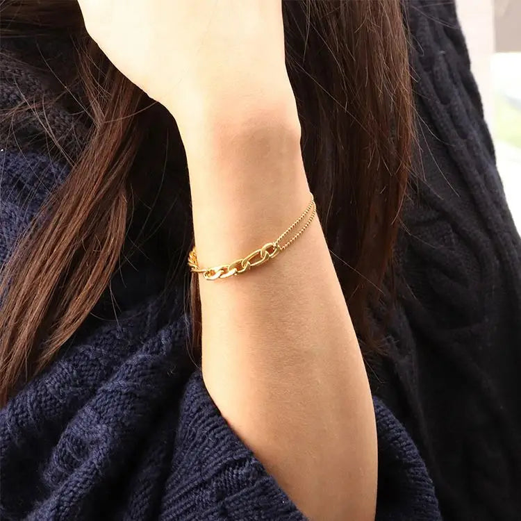 Chris April Wholesale 316L Stainless Steel Figaro Beads Chain Bracelet