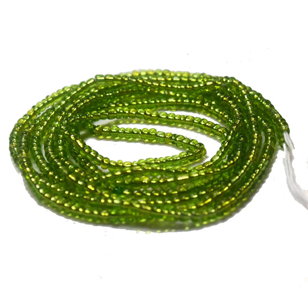 Handmade 50 Inches Adjustable Bulk Tie on Waist Beads on Cotton Cord Belly Chain Body Jewelry Abundance Green Color