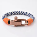 Fashion Cool Man Bracelet Stainless  Steel Copper Color Screw U Shackle Nylon Rope Men Bracelets