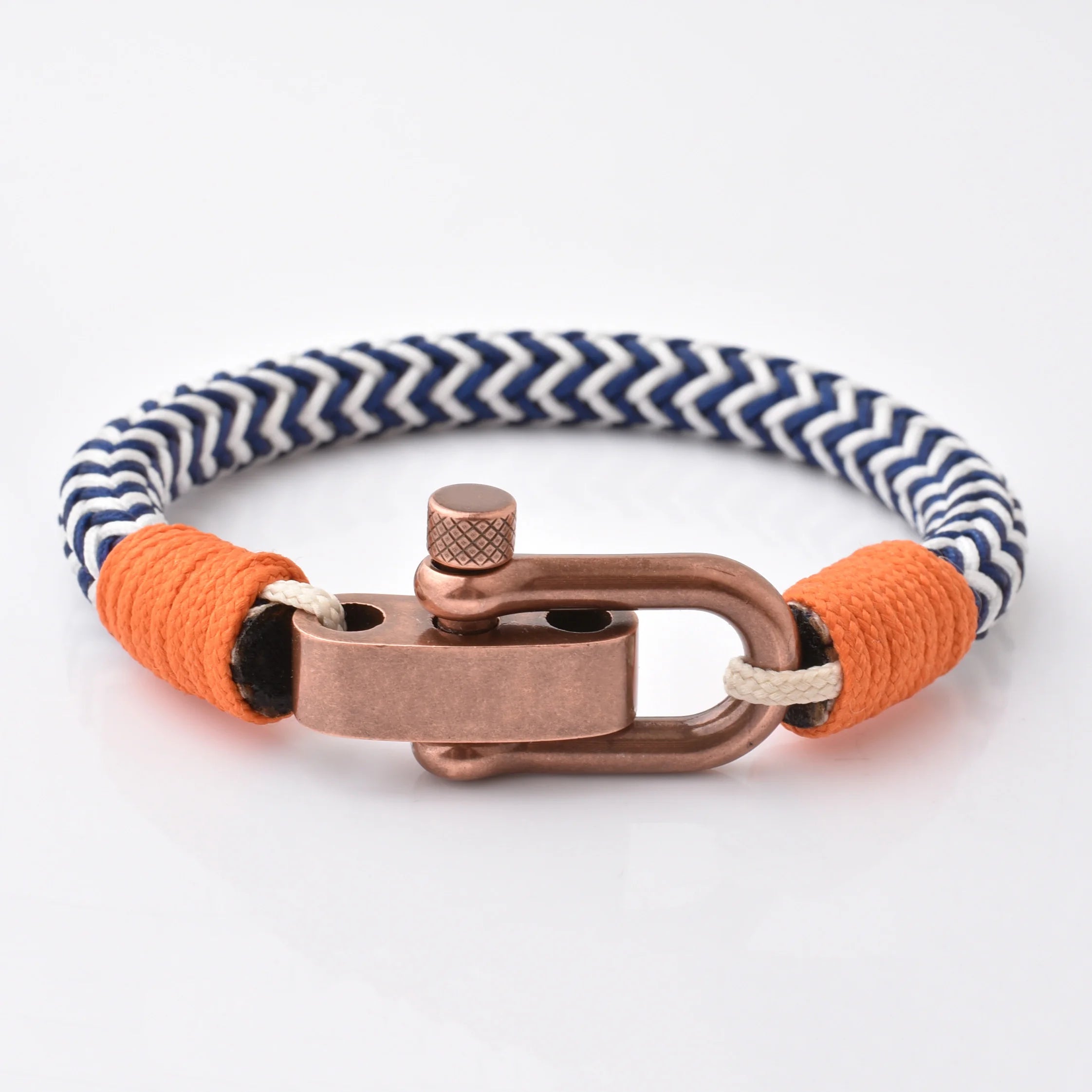 Fashion Cool Man Bracelet Stainless  Steel Copper Color Screw U Shackle Nylon Rope Men Bracelets