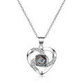 Collares 100 Idiomas Platinum Plated Inlay Zircon Pure Copper  Projection Necklace 100 Languages  I love You Heart Necklace