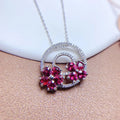 Low MOQ 925 Sterling Silver Rose Gold Plated Circle Necklace Natural Garnet and Tourmaline Mix Perfect Gift for Best Friend