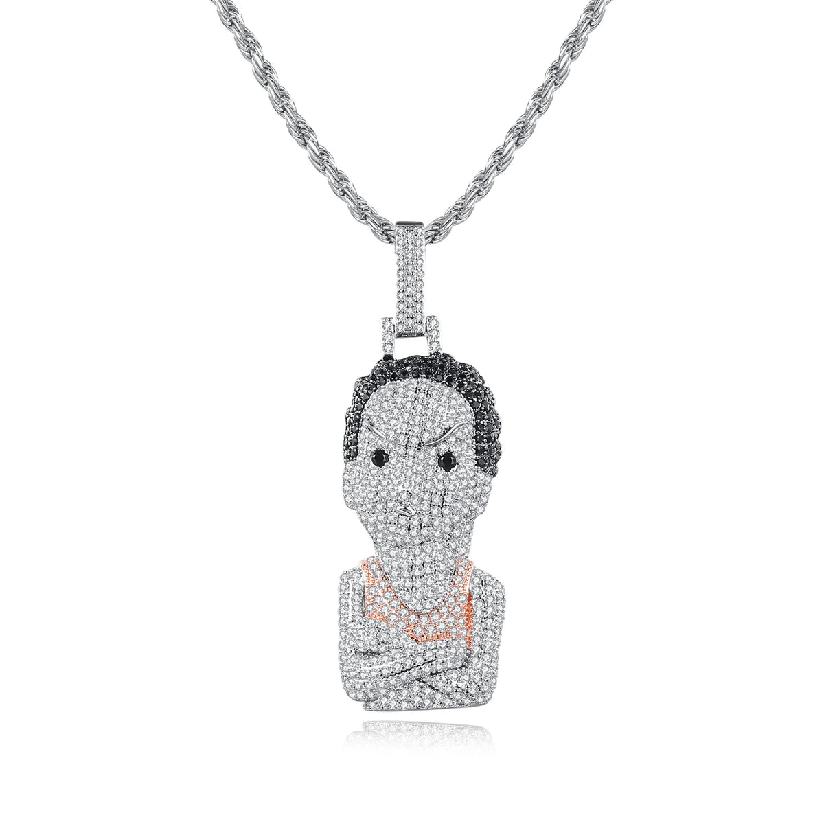 JINSE Newest Fashion Hip-Hop Men Basketball Player 3A Zircon Cubic Zirconia Setting Necklace Wholesale
