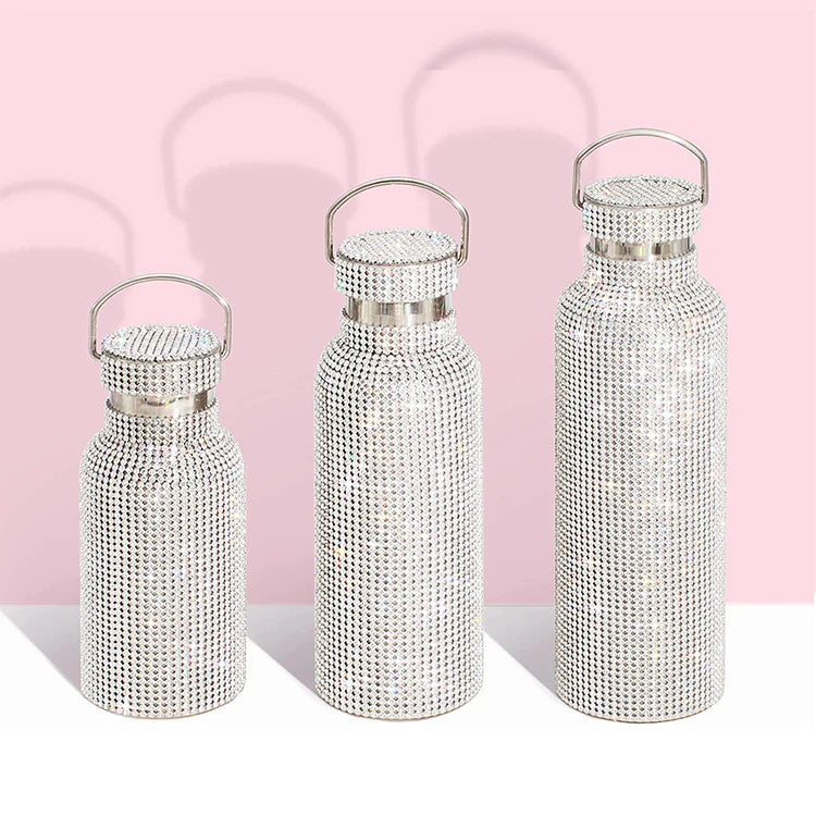 304 Stainless Steel Double Wall Vacuum Insulated Eco-Friendly Sparkling Tumbler Diamond Rhinestone Bling for Party Use 24/12