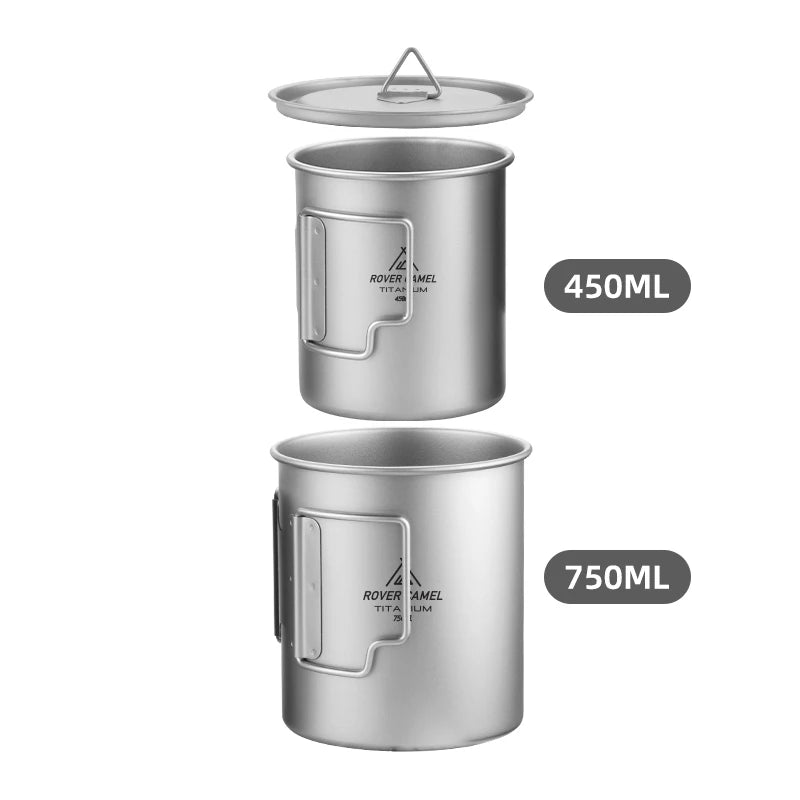 Camp Mug Titanium Cup 200ml-750ml Tourist Tableware Picnic Utensils Travel Cooking Set Outdoor Camping Equipment