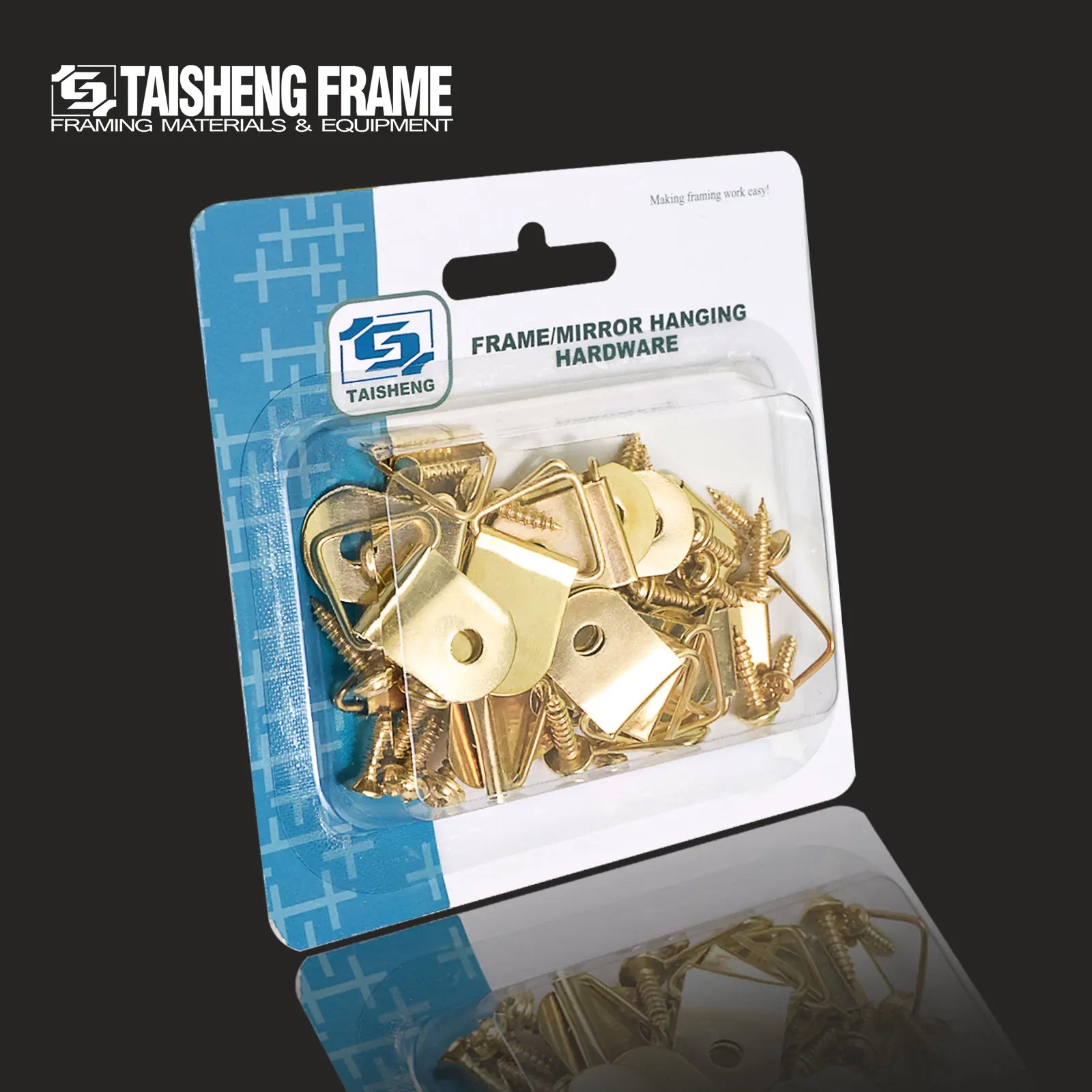 TS-K032 Single Hole Picture Frame Hook Small Triangle D-Ring with Screw 20PCS Iron Finish Frame Hangers