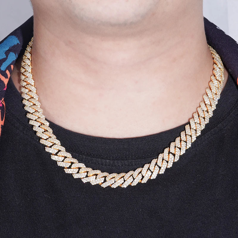 Starsgem Moissanite Chain 925 Sterling Silver Woman Jewelry Cuban Link Chain Necklace Miami Cuban Gold  Chain Cuban Necklace
