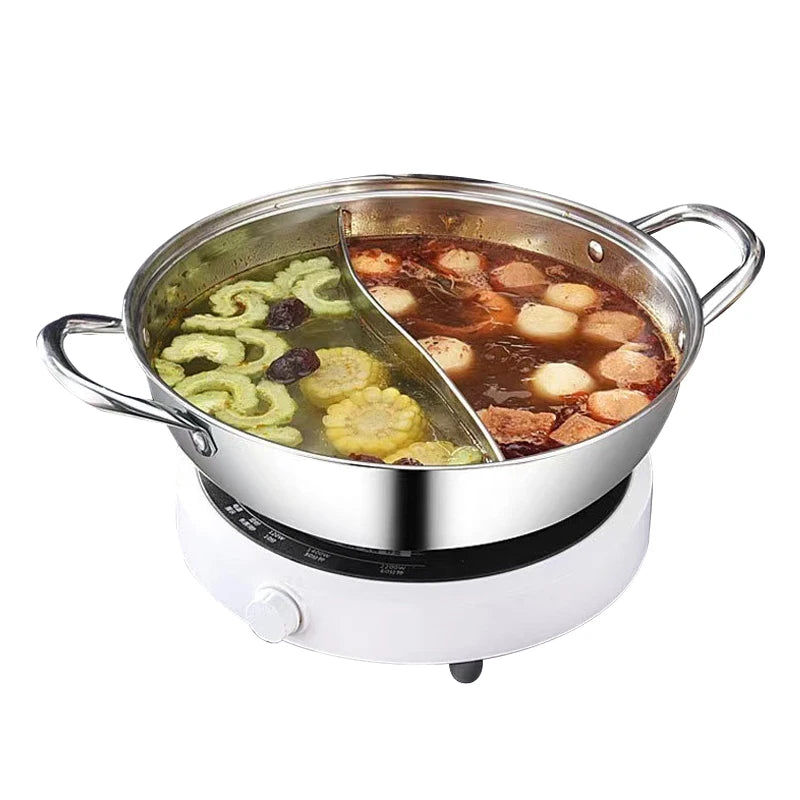 High Quality Double-Flavor Hot Pot Stainless Steel With Lid Cooking Pots Double Handle Cookware