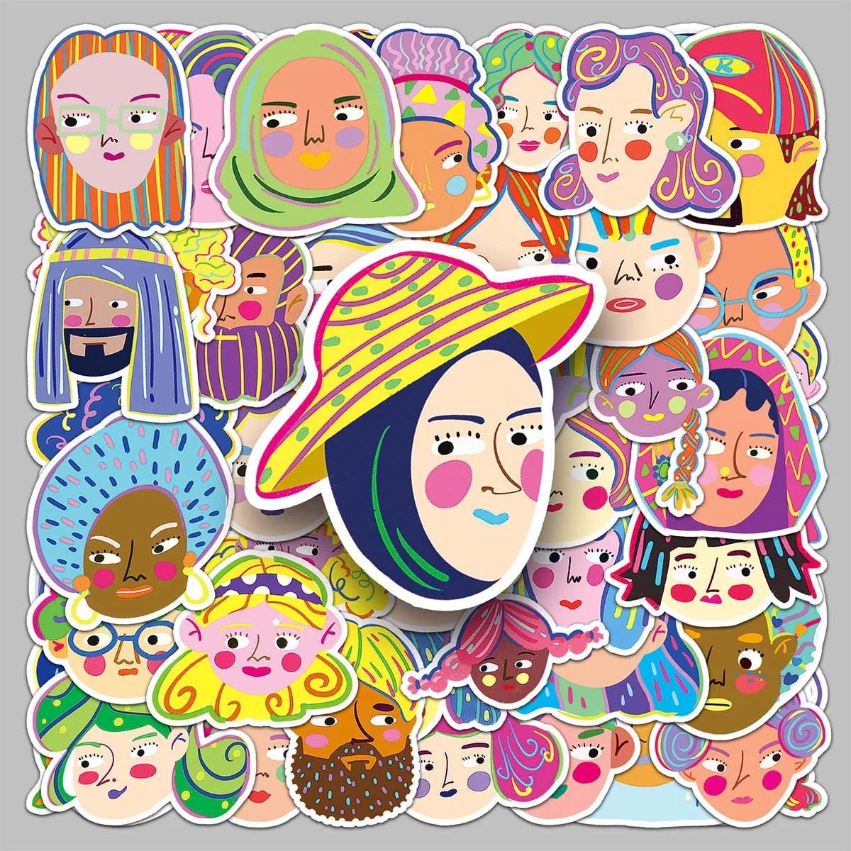 50PCS Factory Direct Personalized Original Doodle Head Stickers for Pen Holder & Desktop