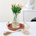 Modern 8" Tall Mouth Blown Crystal Clear Glass Vase Eco-Friendly Tabletop Terrarium for Home Desk Decoration