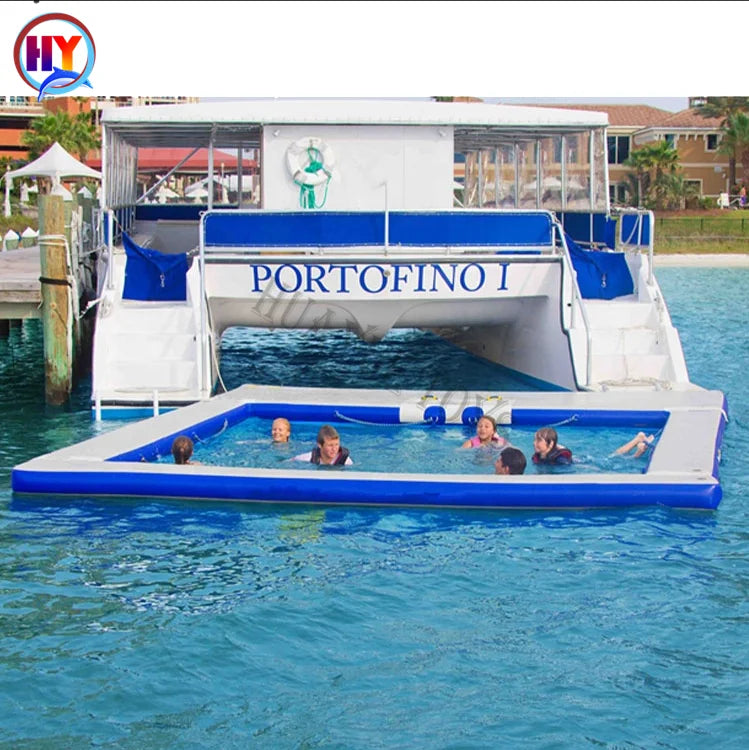 Double Wall Fabric Yacht Pool Float Ocean Inflatable Sea Swimming Pool Inflatable Sea Yacht Pool With Net for