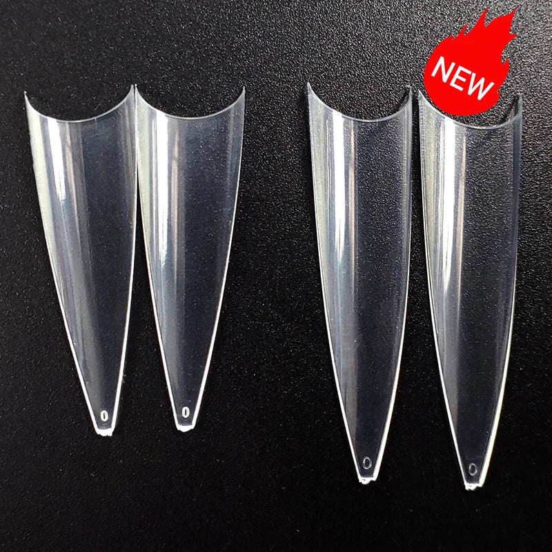 504Pcs/Bag Half Cover Transparent Salon Tips Acrylic XXXL Stiletto Nail Tips  clear Natural Color Tips