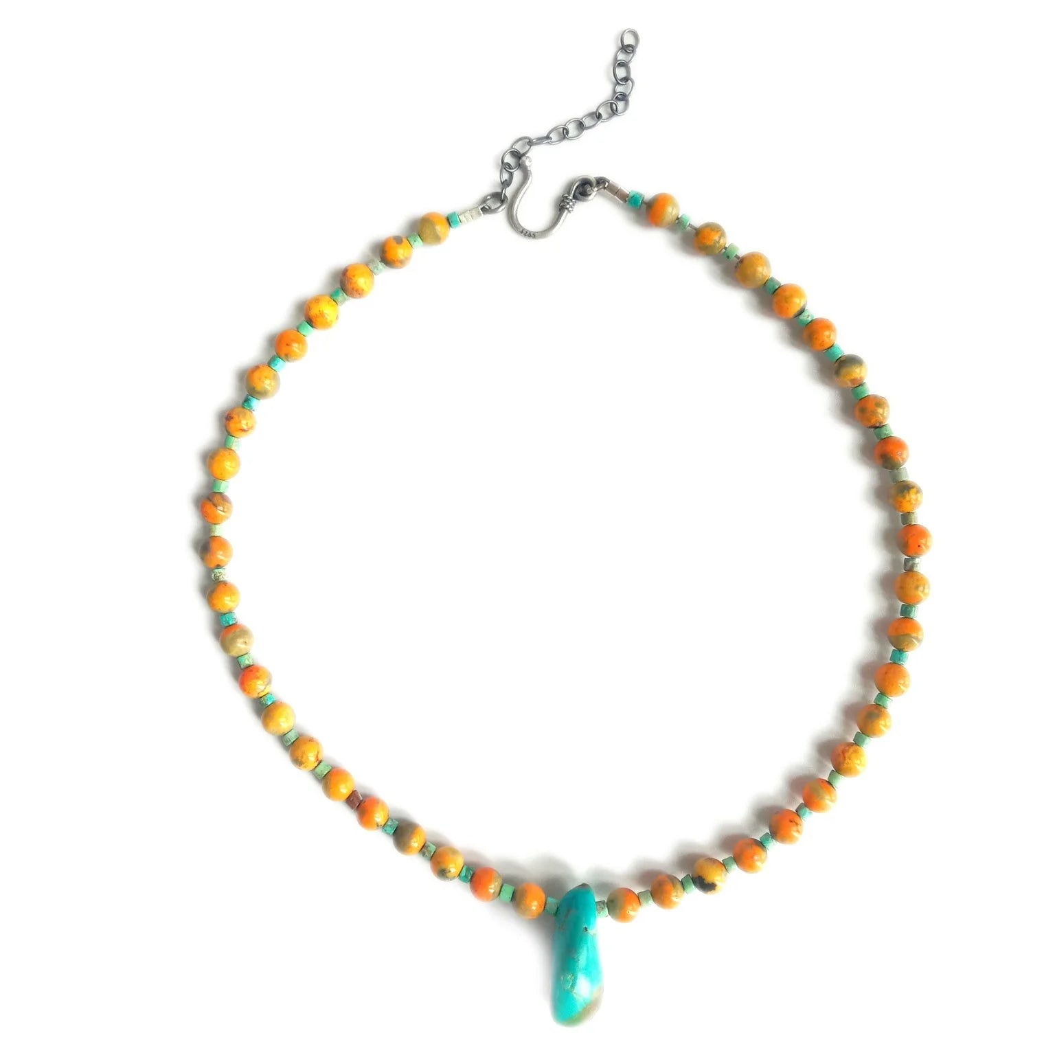 Bumblebee  and Turquoise 925 Sterling Silver Gemstone Necklace
