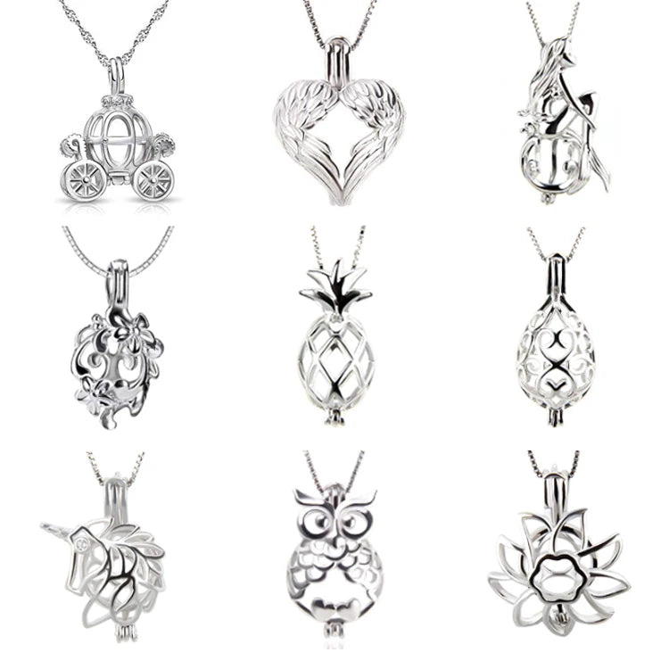 Alibaba China Supplier Custom Wholesale Luxury Creative Fashion Jewelry Charms 925 Sterling Silver Pearl Cage Pendant Necklace
