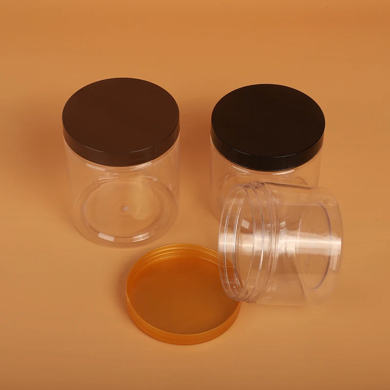 Hot Selling Food Packaging Empty Cookies Storage Plastic Container Jar 250ml 8oz Clear Plastic Food Jar with Lids