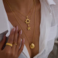 ERESI Fashion Pendant Necklace Gargantilla Chokers Sun Necklace Gold PVD Gold Necklace Stainless Steel Minimalist Jewelry