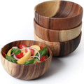 Wholesale 100% Natural Eco Friendly Custom Logo 6.3 Inch Acacia Wooden Fruits Oatmeal Snack Dough Salad Bowls