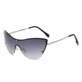 Cat Eye Female Fashion Mirrored Eyewear Y2k Steampunk Retro Rimless Good Quality Shape Metal Sunglasses for Men and Women 2023