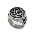 Wholesale Classic Stainless Steel Celtic Knot Viking Nordic Triangle Symbol Valknut Mythology Lucky Ring Silver/Gold Plated