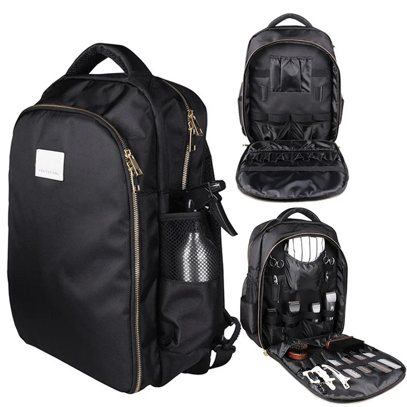 Professional Hairstylist Barber Backpack Durable Polyester 600D Zipper Closure Modern Large Capacity Travel Bag