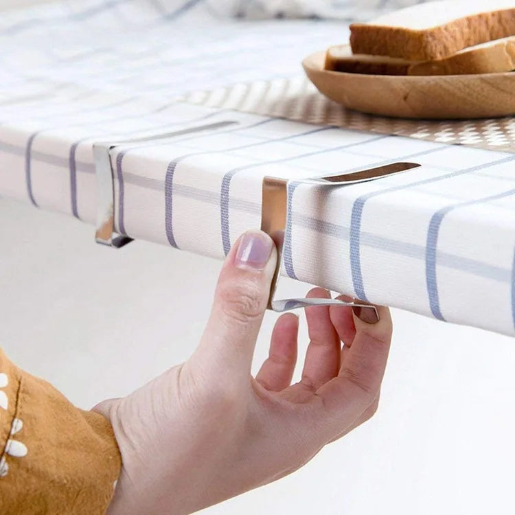 12pcs HY Brand Classic Stainless Steel Fixed Tablecloth Clips Dining Table Use Good Quality