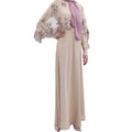 Wholesale Price Embroidery Sequined Lace Short Cloak With Plain Color Long Soft Feeling Dress Abaya Sets From Dubai