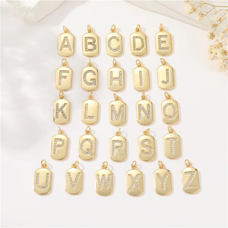 Wholesale Hot Selling Dainty 26 Letters CZ Gold Plated Alphabet Letters Necklace Pendant Charms Jewelry Making Accessories