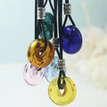 Pure Color Glass Oil Bottle Necklace Perfume Aromatherapy Circle Bottling Sweater Chain Peace Buckle Pendant Necklaces for Girls