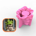 E-0014 Human Face Stump Flowerpot Silicone Mold Strange Style Gypsum Resin Glue Soy Wax Mould Pen Container Ornament Handicrafts