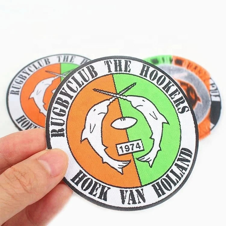 Woven Badges Supplier Custom Logo Laser Cut Iron on Woven Fabric Patches for Clothing