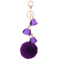 Charm Cute Faux Fur Ball Pompom Pu Leather Flower Tassel Keychain