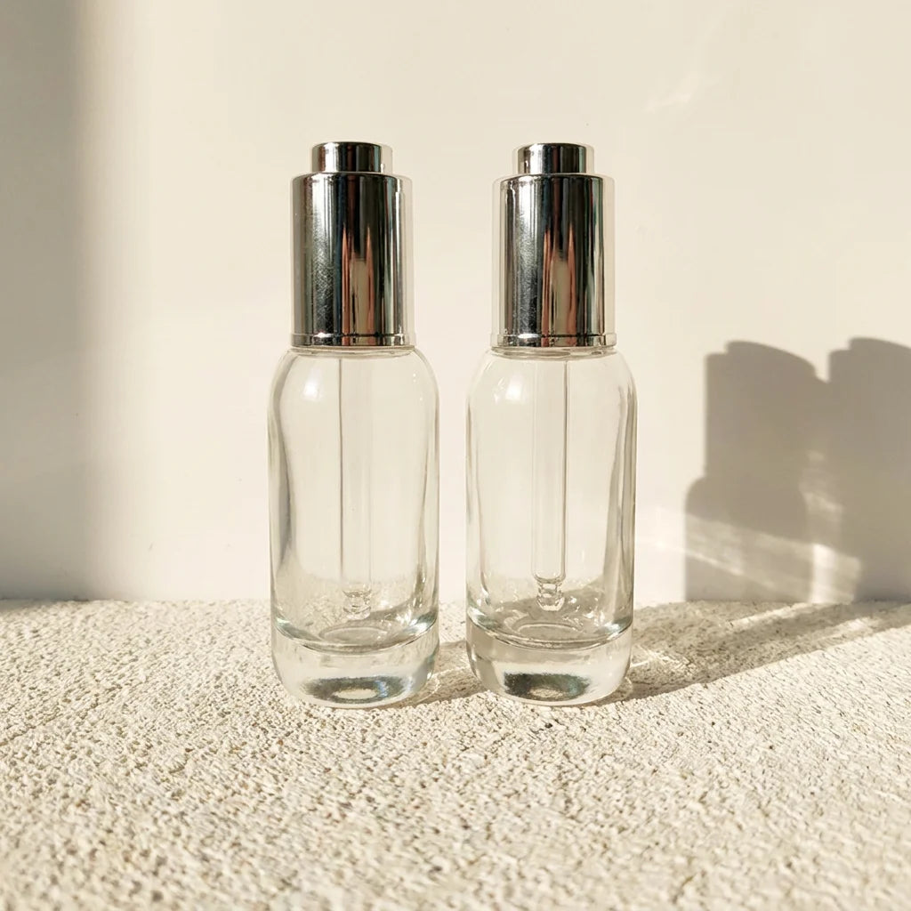 30ml Silver Dropper Glass Bottle Press Pump Dropper Essential Oil Bottles