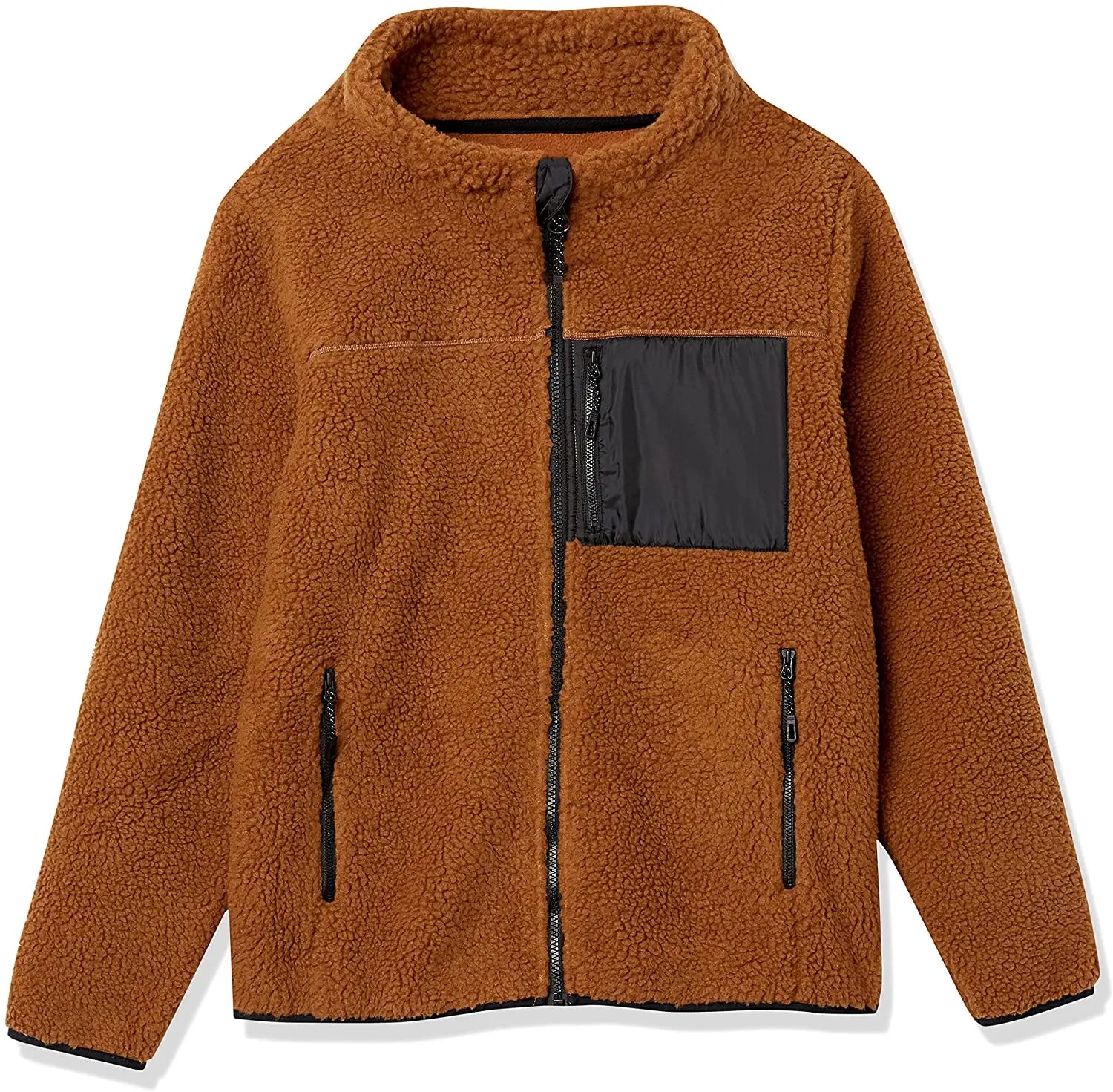 Wholesale Solid Color Plaid Fleece Zip-up Sherpa Jacket for Men Long Winter Coats Customizable Solid Color Plaid Fleece