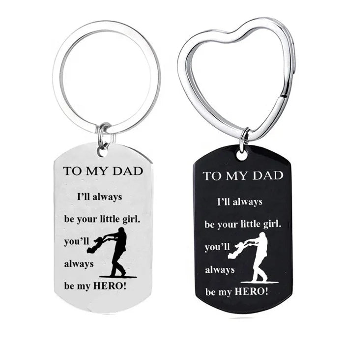 Stainless Steel Father Day Gifts Heart Key Ring Metal Keychain