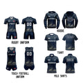 Wholesale Fully Sublimation Breathable Quick Dry Black Rugby Uniform Jerseys 100% Polyester Rugby Shirts League Wear