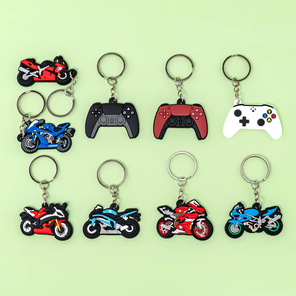 Hot Sale Custom 2D Soft PVC Gamepad Designers Keychains Cartoon Rubber Key Rings Wholesale Promotional Gift Items