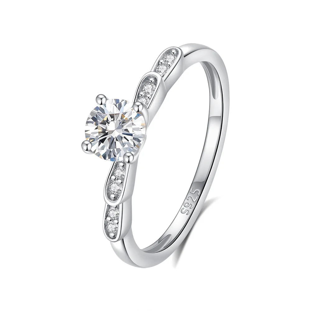 Hot Sale Silver Jewelry 5mm Moissanite Rings Wholesale 925 Sterling Silver Flower Zirconia Cz Engagement Wedding Ring for Women