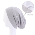 Popular Blank Ladies Sleeping Hats Satin Lining Inside Stretch Cotton Women Wide-brimmed Hood Hats Night Hat With Satin Linner
