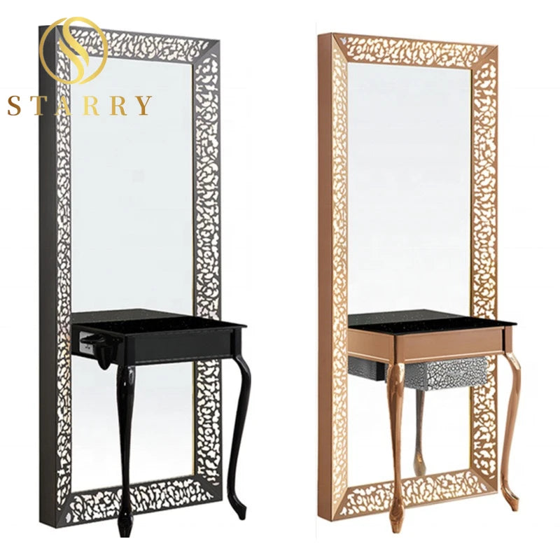 Customized Modern Luxury Stainless Steel Glass Mirror Station for Hair Salon Supermarket & Hotel Use-Starry MR21 Commercial
