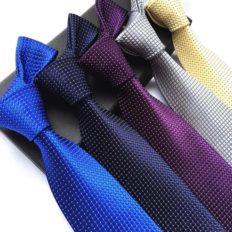 Fashion Luxury Tie Blue Red Solid Plaid Necktie Silk Formal Neck Ties for Men Business Wedding Neckwear