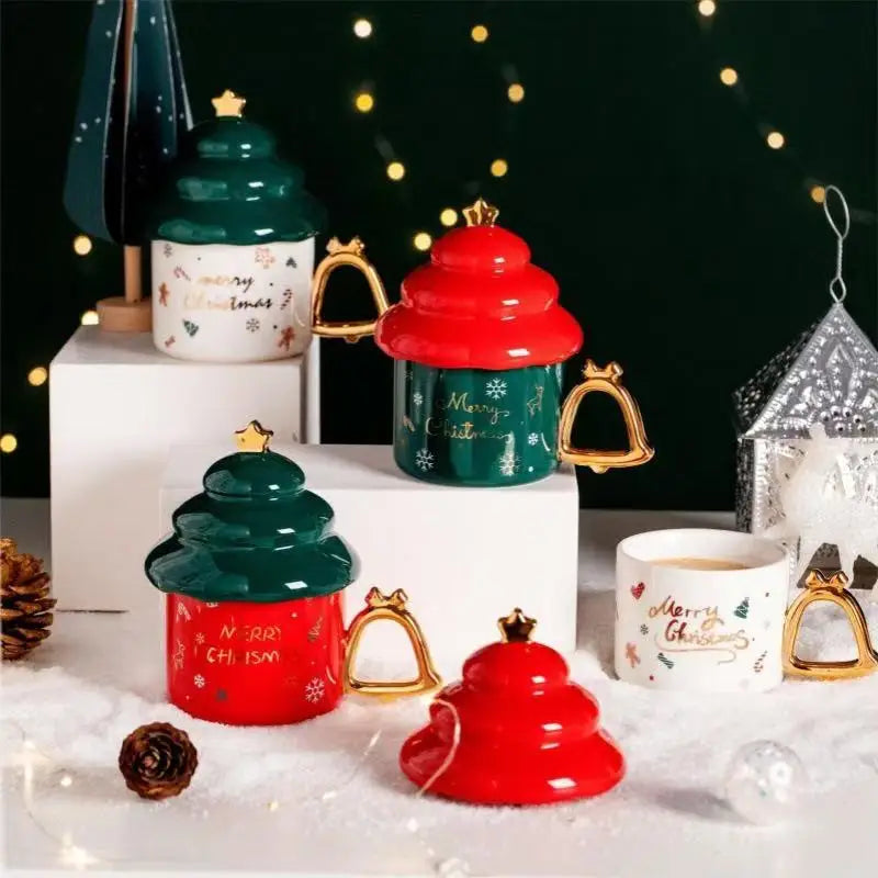 M Creative Tree Ceramic With Cover High Beauty Christmas Gift Cute Girl Couple Office Afternoon Tea Cup